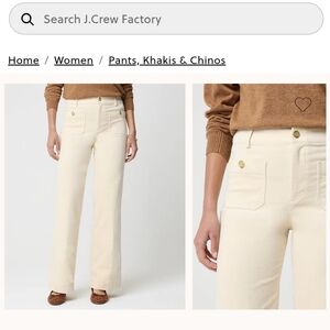 J Crew Factory Lizzie Patch Pocket Corduroy Pants Size 27 In Ecru Cream